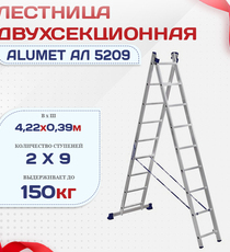 Лестница двухсекционная Alumet Ал 5209 - stroymarket66.ru - Воронеж