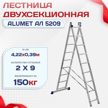Лестница двухсекционная Alumet Ал 5209 - stroymarket66.ru - Воронеж